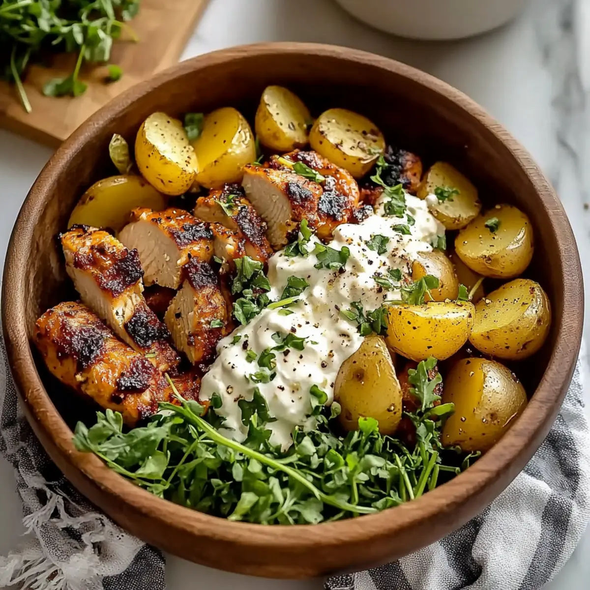 Mediterranean Sheet Pan Chicken and Potato Bowls